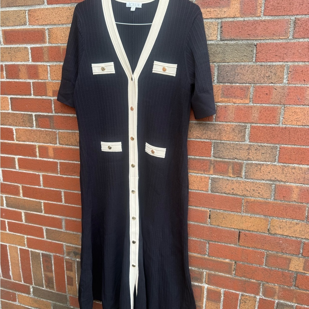 J.Crew Ribbed Knit Button-Front Midi Dress - Picture 5 of 11